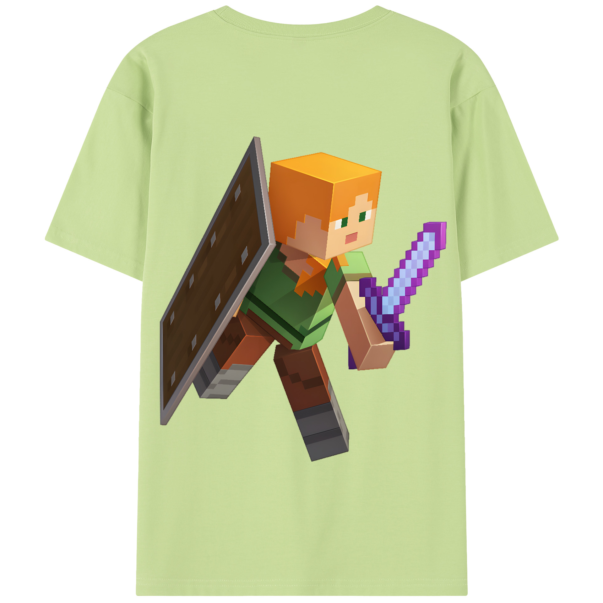（画像用） マインクラフト ブロックの世界 Minecraft MC Block world 綿100％半袖Tシャツ（背面プリント）